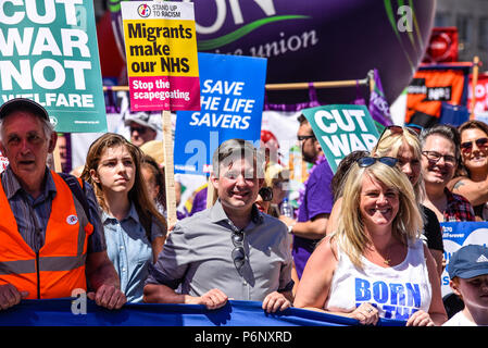 Jonathan Ashworth MP at the 70th anniversary of the National Health Service march demonstration in London, UK. NHS70 Stock Photo