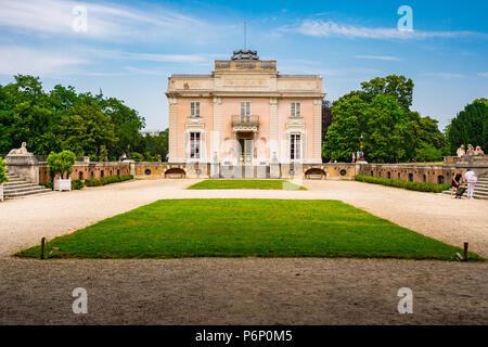 The entrance to Bagatelle Castle overlooking the main courtyard in Parc de Bagatelle in Paris, France Stock Photo