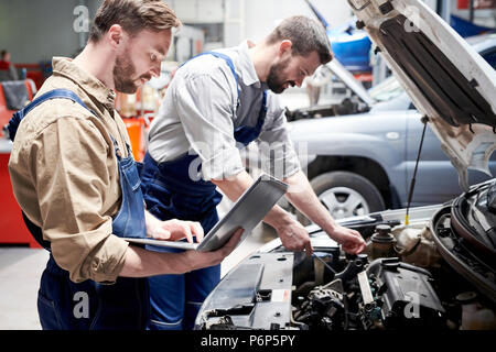Mechanics Working in Car Service Stock Photo
