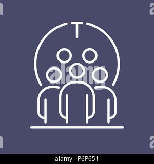 Teamwork business people icon simple line flat illustration. Stock Vector