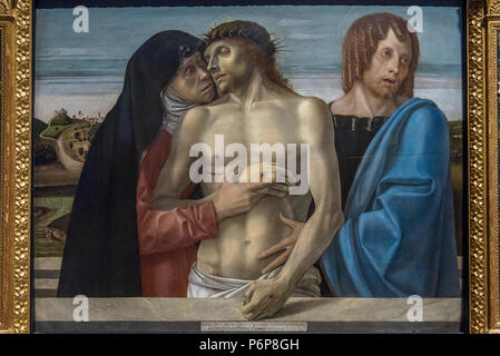 Pieta by Giovanni Bellini, 1455-1460. Pinacoteca di Brera,  Milan, Italy. Stock Photo