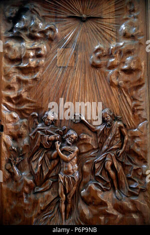 Saint Pierre and Saint Paul church.  The baptism of Jesus by John the Baptist.   Passy. France. Stock Photo