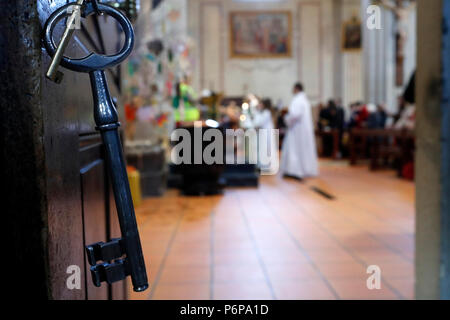 Saint-Jacques church.  Catholic mass. Sacristy.  Sallanches. France. Stock Photo