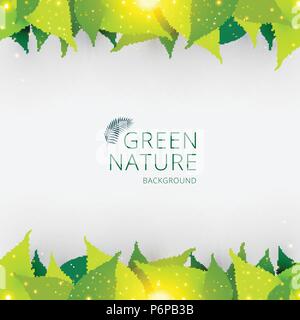 Template header or footer green leaves nature concept background. You can use for design print, brochure, poster, banner, website. Vector illustration Stock Vector