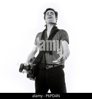 Charlie Waller lead singer of The Rumble Strips band, photographed against a white studio background, Old Street, London, England, United Kingdom. Stock Photo