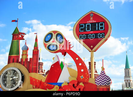 MOSCOW, RUSSIA - JUNE 17: Official countdown of FIFA World Cup Russia 2018 in Moscow on June 17, 2018. Stock Photo