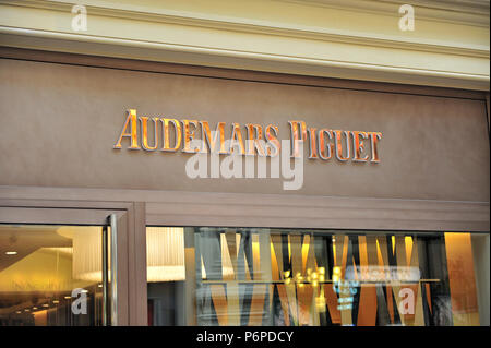 MOSCOW RUSSIA JUNE 23 Logo of Audemars Piguet store in Moscow