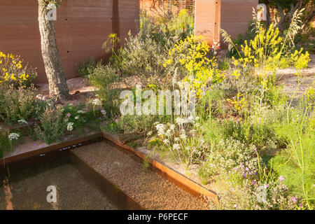 The M&G Garden show garden at the RHS Chelsea Flower Show 2018. Designed by Sarah Price and built by Crocus. Stock Photo