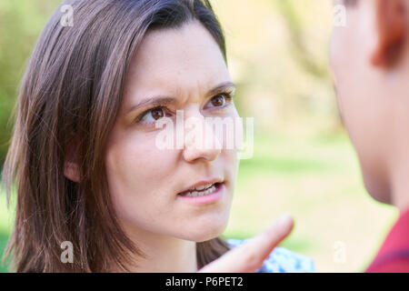 Outdoor Shot Of Young Couple Having Argument Stock Photo