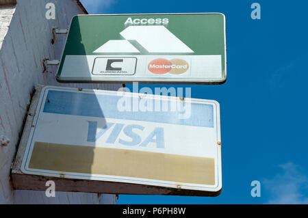 Access and Visa credit card signs from the 1980's Stock Photo