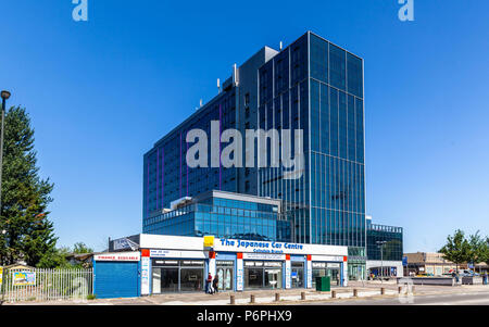 Utility Warehouse, glass building, Edgware Road, A5, Colindale, Greater London, NW9, England, UK. Stock Photo