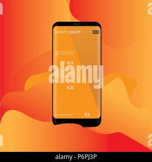abstract background, wallpaper yellow, orange, application on smartphone. Vector Stock Vector