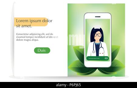 Web Life of Doctor from video, blog, social networks, online shopping and email. Graphic user interface and web pages forms and elements. Vector Stock Vector