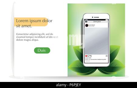 Web site design. Smartphone. Ecology background Stock Vector