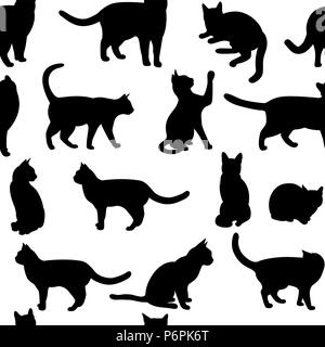 Seamless  with black cat.(can be repeated and scaled in any size) Stock Vector