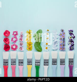 Painting colorful flower on blue background Stock Photo