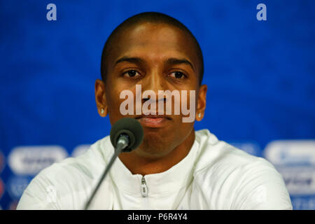 Ashley Young of England during an England press conference, prior to their 2018 FIFA World Cup Round of 16 match against Colombia, at Spartak Stadium on July 2nd 2018 in Moscow, Russia. (Photo by Daniel Chesterton/phcimages.com) Stock Photo