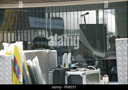 Bishops Stortford, UK. 2nd July 2018. Location Shooting of the New Spider-man film: Far From Home, on location in Bishops Stortford Credit: Knelstrom Ltd/Alamy Live News Stock Photo