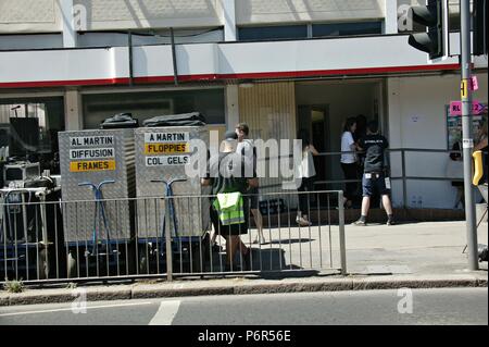 Bishops Stortford, UK. 2nd July 2018. Location Shooting of the New Spider-man film: Far From Home, on location in Bishops Stortford Credit: Knelstrom Ltd/Alamy Live News Stock Photo