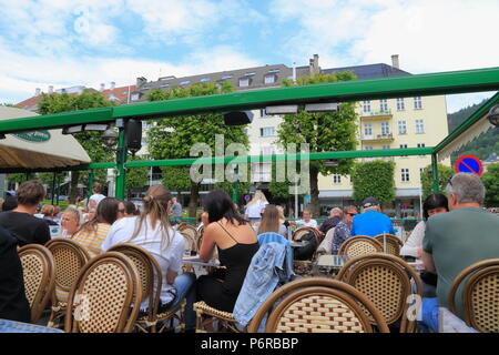 Outdoor restaurant called Logehaven, Wesselstuen, in Bergen, Norway Stock Photo