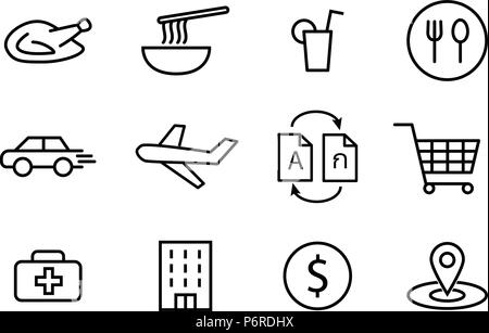 Food icons and other in linear style, vector art design Stock Vector