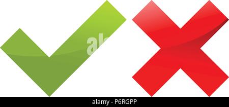 Tick and cross icons - approved and decline symbols Stock Vector