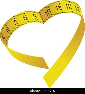 Heart-shaped tape measure - dieting and fitness concept Stock Vector