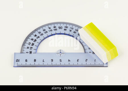 transparent protractor for teaching in school geometry Stock Photo