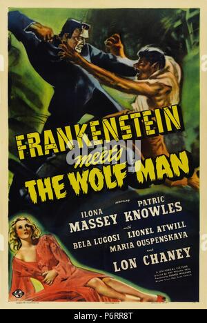 Frankenstein Meets the Wolf Man  Year: 1943 USA Director : Roy William Neill Bela Lugosi, Lon Chaney Movie poster (USA) Stock Photo