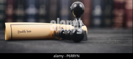 Notary seal on a wooden background , Health Law, Legality concept , Health regulations concept. Stock Photo