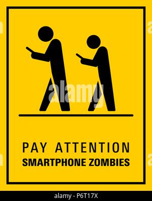 Using smartphone while walking sign vector illustration. Stock Vector
