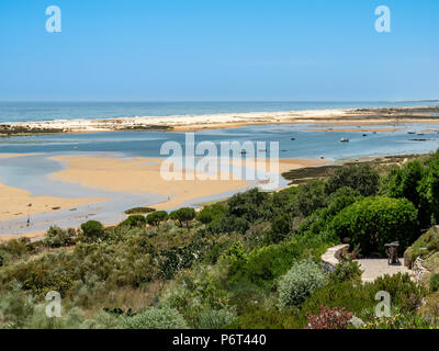 View of the coast below Forte de Cacela, Algarve, Portugal Stock Photo