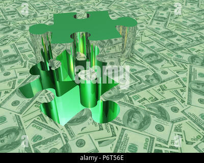 USA Currency. Piece of Puzzle Stock Photo