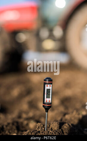 Soil meter for measured  PH, temperature and moisture at field Stock Photo