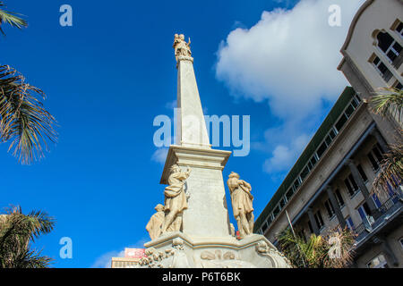 The monument of Triunfo de la Candelaria, also called the Obelisk of La Candelaria, on Tenerife in the Canary Islands. Stock Photo