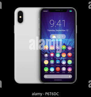 Smartphones front view with material design flat UI interface front and ...