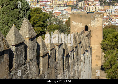 Taken from atop the ancient Castle Gibralfaro overlooking the city of Malaga, Spain. Stock Photo