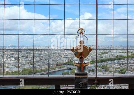 Looking out over Paris from the Eiffel Tower Stock Photo
