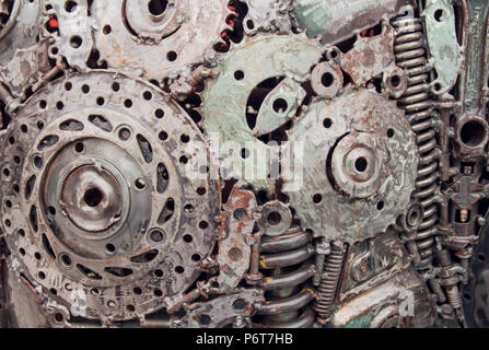 oily and rusty metallic parts and texture Stock Photo
