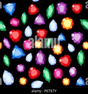 Set of realistic jewels. Colorful gemstones. Vector gemstone Illustration Stock Vector