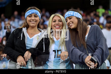 NIZHNIY NOVGOROD, RUSSIA - JUNE 21: Argentina Fans during the 2018 FIFA World Cup Russia group D match between Argentina and Croatia at Nizhniy Novgorod Stadium on June 21, 2018 in Nizhniy Novgorod, Russia. (Photo by Lukasz Laskowski/PressFocus/MB Media) Stock Photo