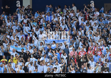 NIZHNIY NOVGOROD, RUSSIA - JUNE 21: Argentina Fans during the 2018 FIFA World Cup Russia group D match between Argentina and Croatia at Nizhniy Novgorod Stadium on June 21, 2018 in Nizhniy Novgorod, Russia. (Photo by Lukasz Laskowski/PressFocus/MB Media) Stock Photo