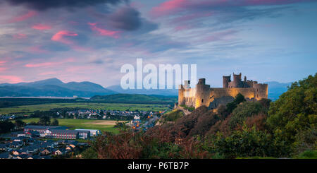 Harlech Castle Gwynedd Wales in evening light Stock Photo