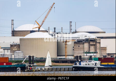 The Belgian nuclear power plant Doel, near Antwerp, on the Scheldt, nuclear power plant with 4 power plant units, with pressurized water reactors, ope Stock Photo
