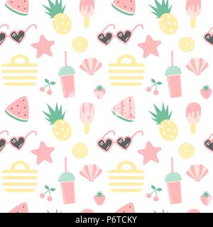 cute colorful summer seamless vector pattern background illustration Stock Vector