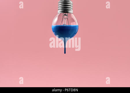 Bulb with blue paint on it Stock Photo