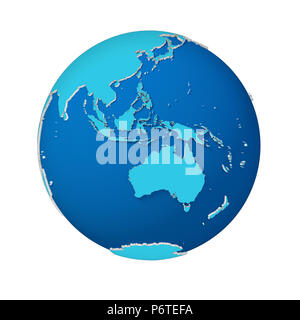 Earth abstract 3d illustration of Earth showing continental view Australia.High Resolution detailed isolated 3d rendered Earth. Stock Photo