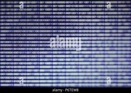 blocks of binary data. Blockchain concept. blue background with computer digital binary code bit number one and zero text. Stock Photo