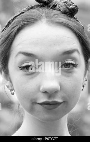 Black and white portrait of young woman