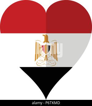 Isolated flag of Egypt on a heart shape Stock Vector